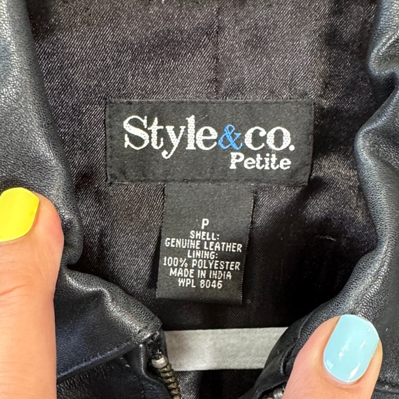 Style & Co. Women's Sleek Black Leather Jacket - Picture 6 of 9